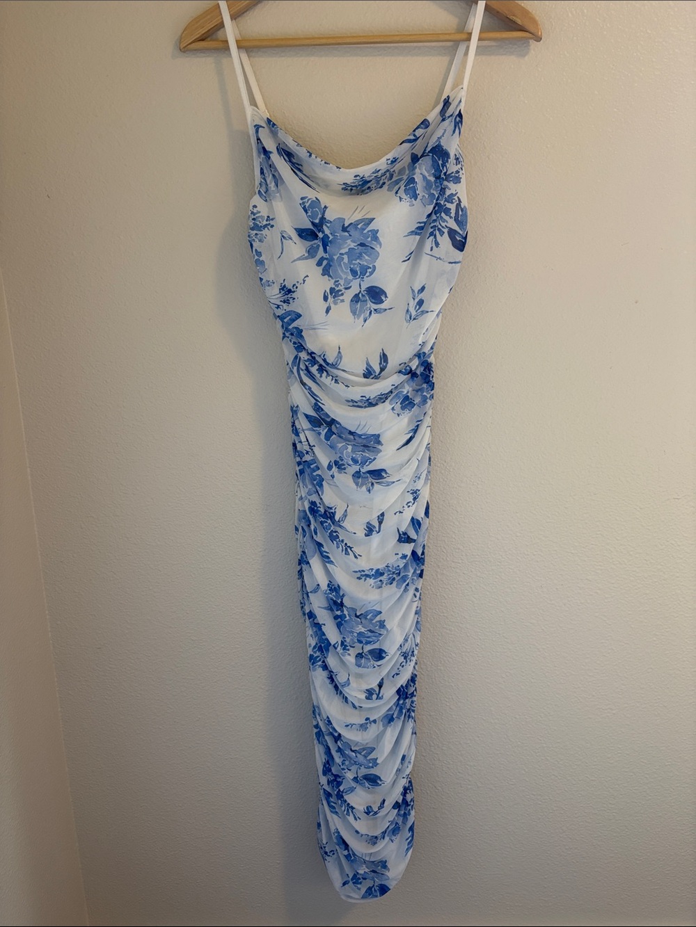White & Blue Floral Slip Dress